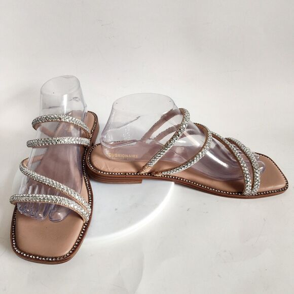 Cushionaire Sandals Size 10 Dressy Flats Comfort Slides Rhinestones Memory Foam - Picture 9 of 13